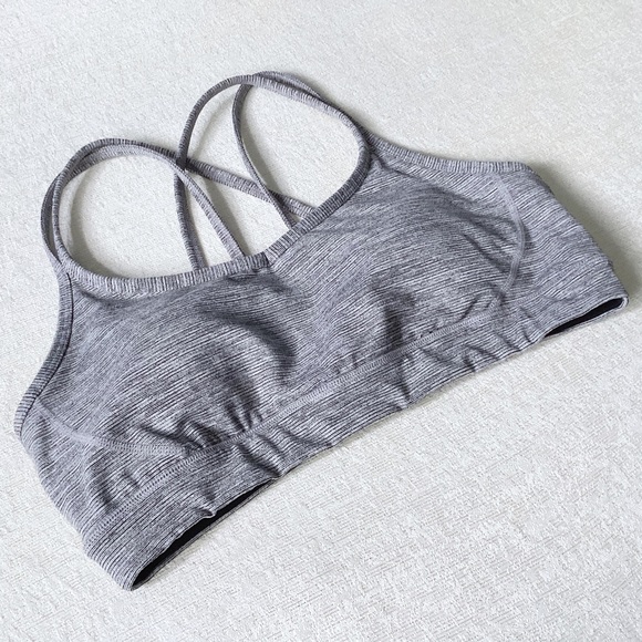 Manduka Cross Straps Sports Bra Woman’s Size Large Grey Space Dye Light Padding - Picture 12 of 12